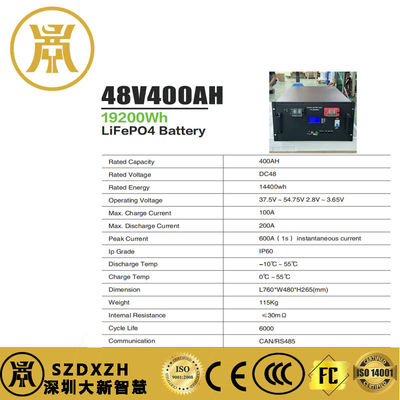 Rack Mount Lifepo4 Storage Battery 400Ah Power Storage Battery Voor thuis